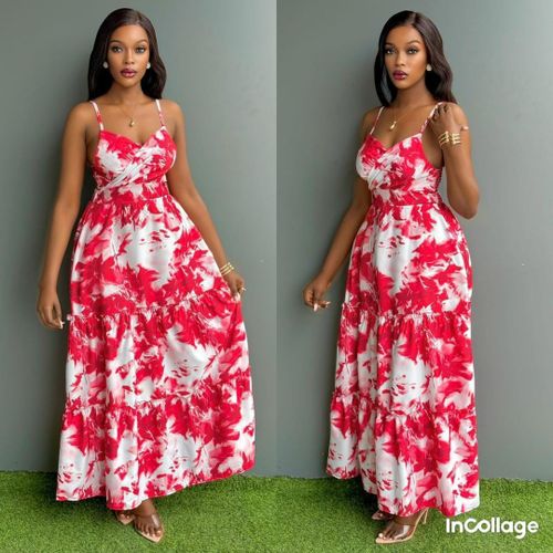 product_image_name-Generic Xim-Women's Unique Long Floral Dresses - Green, Red-2