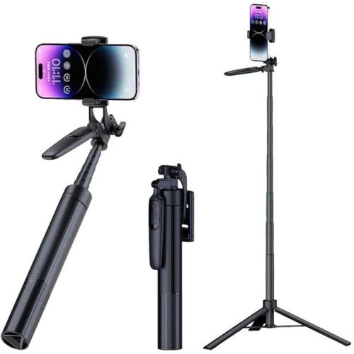 product_image_name-Generic-Vlogging Selfie Stick Tripod Stand Bluetooth Selfie Stick Black, Remote Included-8