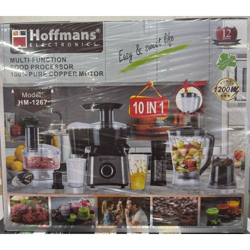product_image_name-Hoffmans-10 In1 Juicer Blender Extractor Mincer Food Processor HM-1267 - Silver Black-1
