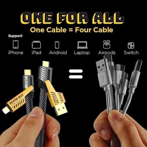 product_image_name-Generic- 4 in 1 PD 65W Fast Charging USB Cable Aluminum Alloy Type C to USB C Cable for iPhone, Android-6