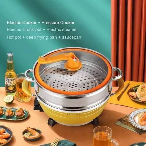 product_image_name-Generic-Electric Multifunctional Hot Pot with steamer hoffmanss For Cooking And Steaming Double Layered Hot Pot - Multicolor-2