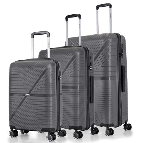 product_image_name-Generic-3 Pieces Of Miles Axis Hardside Polypropylene Trolley Bags Travel Suitcases Carrier (55,65&75cm) - Multicolor-1