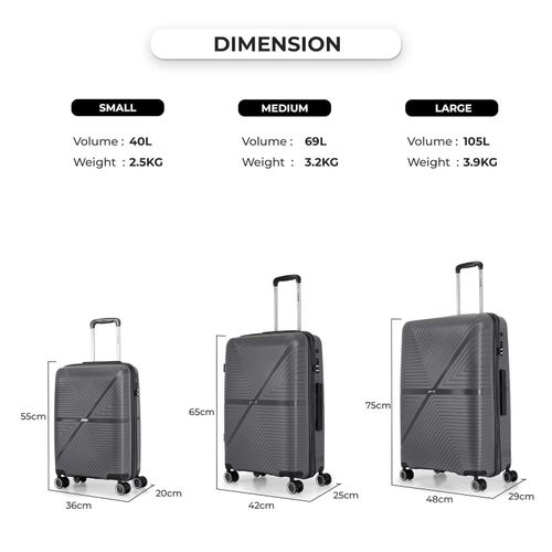 product_image_name-Generic-3 Pieces Of Miles Axis Hardside Polypropylene Trolley Bags Travel Suitcases Carrier (55,65&75cm) - Multicolor-6