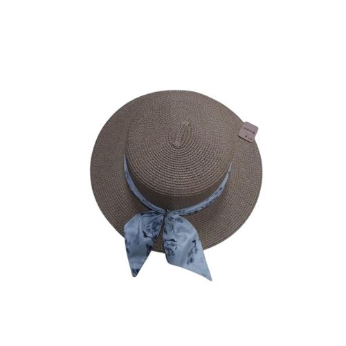 product_image_name-Other-Khaki Straw Hat (Floral patterned ribbon tied in a bow.)-1