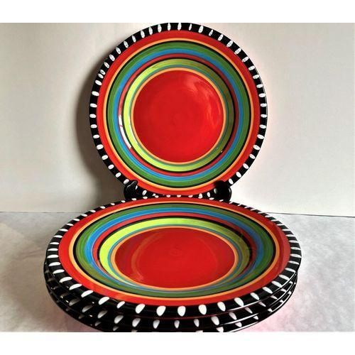 product_image_name-Generic-Porcelain Multi-colored Deep Dinner Plates, 6-Piece Rainbow Dinner Plate Set, Serving Dish Set - Oven, and Dishwasher Safe, Scratch Resistant, Modern Dinnerware Party Plates-1
