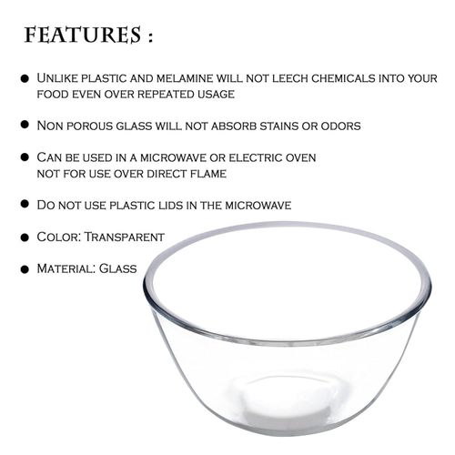 product_image_name-Red Cherry-2 Piece Borosilicate Glass Serving  Mixing Bowls For Kitchen & Dining Dishes 1600Ml + 2500Ml- Colorless-6