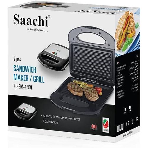 product_image_name-Saachi-2 In 1 Sandwich Maker And Grill With Fast Heating Plates-Silver/Black-2