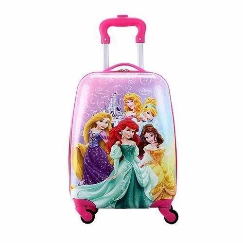 product_image_name-Generic-20 Inches Cartoon Print Barbie/Princess Both Sides Print Hard top Polycarbonate Girls Suitcase Trolley Bags for Kids with 4 Wheels- Pink-3