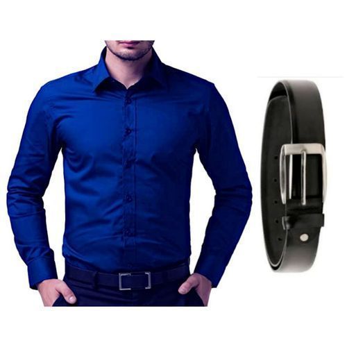 Shop Bundle Of Men s Formal Shirt with Belt Design And Buckle May Vary Blue Black. Jumia Uganda