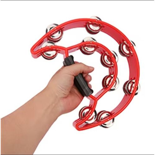 product_image_name-Generic-Double Raw Tambourine Half Moon Music Instrument- Multicolour -3