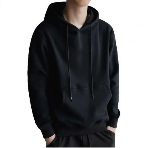 product_image_name-Generic- Unisex Plain Black Hoodie – Casual Streetwear Pullover Jumper Black-2