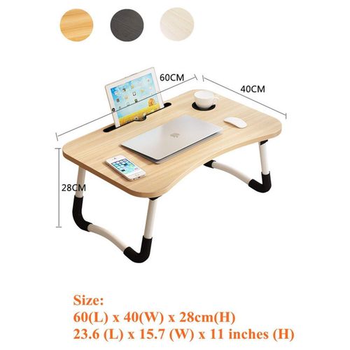 product_image_name-Generic-Foldable Computer Laptop Stand Bed Table Lap Desk Stand,Serving Tray Dining Table with Slot, Notebook Stand Holder, Bed Tray Laptop Desk With Cup Holder For Eating Breakfast,Working,Watching Movie on Bed/Couch/Sofa/Floor -2