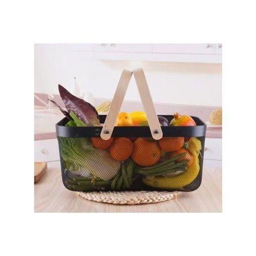 product_image_name-Generic-Share this product   Mesh Steel Basket Wire Basket with Wooden Handles - Multicolor-4