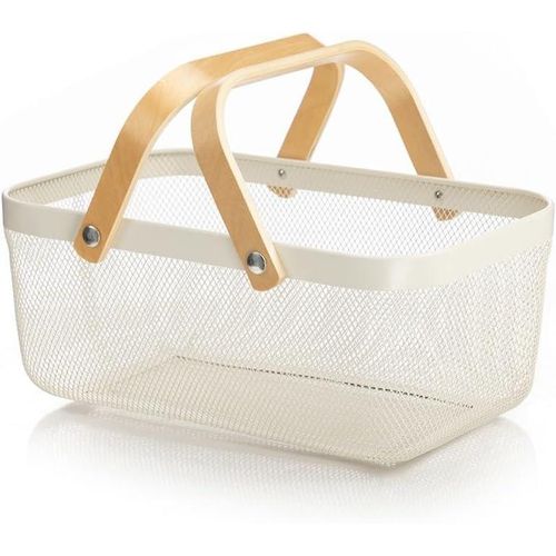 product_image_name-Generic-Share this product   Mesh Steel Basket Wire Basket with Wooden Handles - Multicolor-5