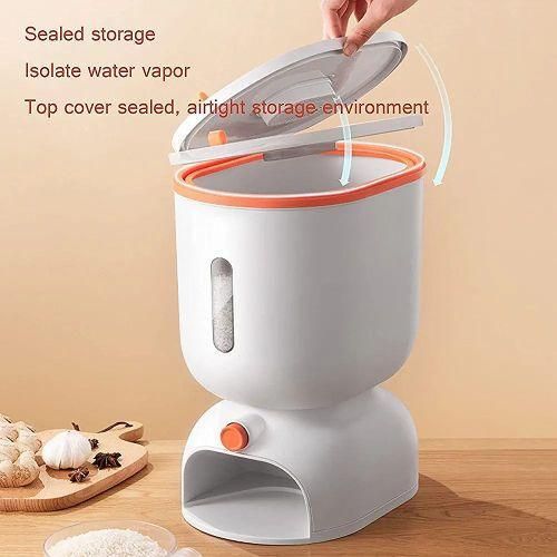 product_image_name-Generic-7.5 KG Airtight Rice Dispenser, Sealed Grain Container With Lid And Measuring Cup Cereal Bucket- White.-2