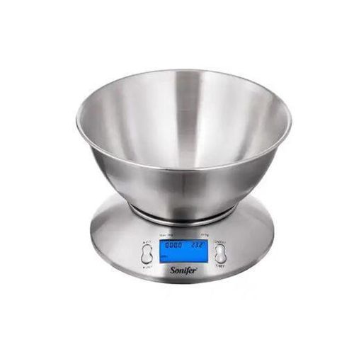 product_image_name-Sonifer-Digital Kitchen Scales Food Scale Kitchen Electronic Scales, Environmentally Friendly Natural Bamboo Board Suitable For Family Kitchen Living Room Multifunction 5Kg- Silver-1