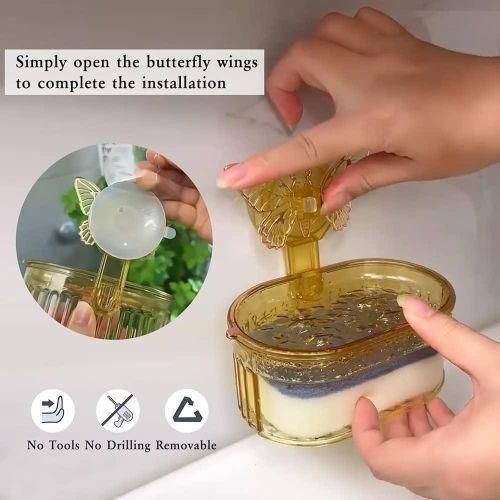 product_image_name-Generic-Decorative Butterfly Soap Dish and Sponge Storage Rack - Multicolor-3