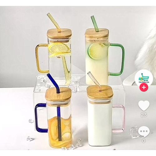 product_image_name-Generic-Square Glass Cup With Bamboo Lid -Transparent-1