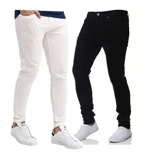 Shop Pack Of 2 Mens Slim Desgner Jeans - Black White | Jumia Uganda