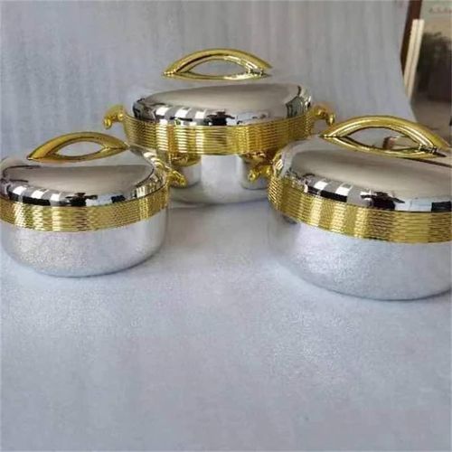product_image_name-Generic-3Pcs/ Set/1/ 2/3.5 Liter Thermal Insulated Food Warmer Gilded Lunch Box Hot Pot Casserole Event Party Dishes- Multicolor-3