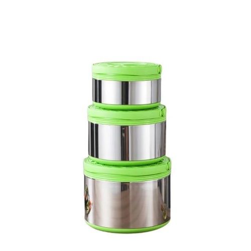 product_image_name-Generic-3 Piece Double Wall Stainless Steel Food Storage Container With Handle Airtight Food Storage Container Preservation Box Case Lunch Box Hot Pots-1