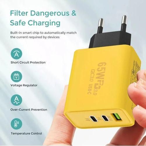 product_image_name-Original-65W Type-C Fast Wall Charger+Tech Sense 4 In 1 Super Fast Cable For IPad Phones-5