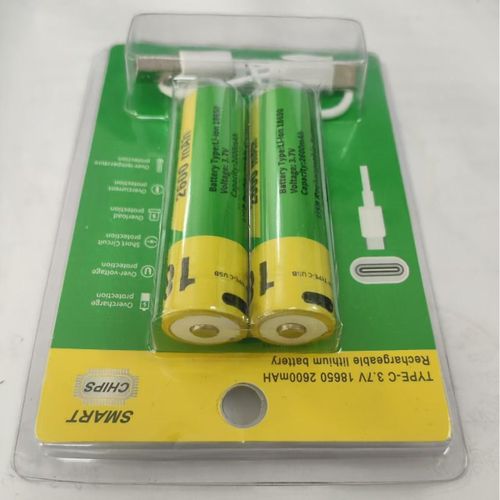 product_image_name-Generic-18650 with USB rechargeable lithium battery 2600mAh large capacity pointed with Type-c port can be directly charged-2