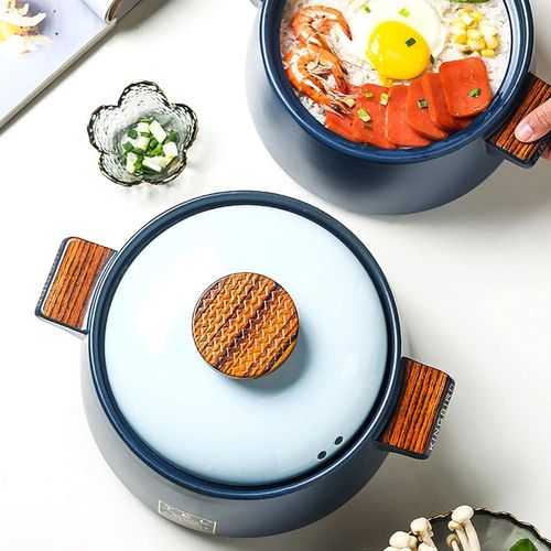 product_image_name-Generic-3 Pieces Of Ceramic Casserole Dish With Insulated Handles Japanese Novelty Household Slow Stew Delicious Soup Pot, Non-Stick Easy To Clean Induction Compatible Round Soil Cooking Pots-Multicolor-2