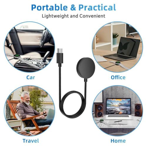 product_image_name-Generic-2 Pack for Samsung Galaxy Watch Charger Compatible with Galaxy Watch 8/8 Classic/7/Ultra/6/6 Classic/5/5 Pro/4/4 Classic/3/Active 2/Active USB-C Magnetic Charging Dock Accessories 3.3FT - Black-7