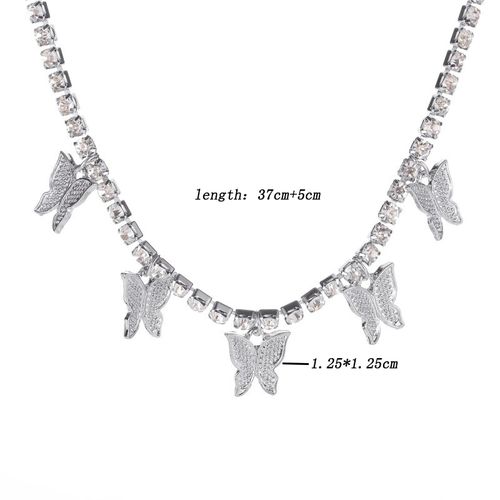 Shop Temperament Rhinestone Butterfly Necklace Silver Jumia Uganda
