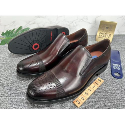 product_image_name-Fashion-Franco Banetti Slip-On Brogue Leather Shoes – Dark Brown-1