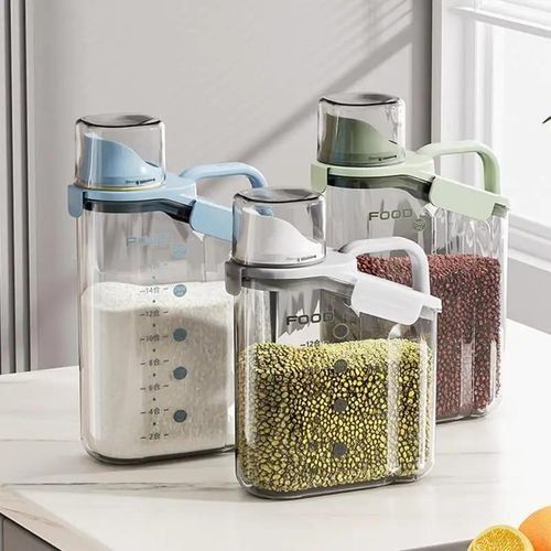 product_image_name-Generic-3 Pieces Of 2500ml, 1800ml, 1500ml Cereal Containers Storage Dispenser, Airtight Dry Food Storage Containers with Lids BPA Free Cereal Dispensers for Flour, Sugar, Grain, Rice Beans & Baking Supply Storage Bin-1