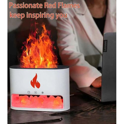 product_image_name-Produits Generiques- Flameless Volcano Crystal Salt Stone Seven Color Atmosphere Light Flame Aromatherapy Machine Humidifier Essential Oil Color - white & Black-3