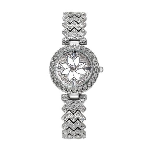 product_image_name-Fashion-Flower dial Romanized ladies' quartz watch and Starry sky bracelet set - Silver-2
