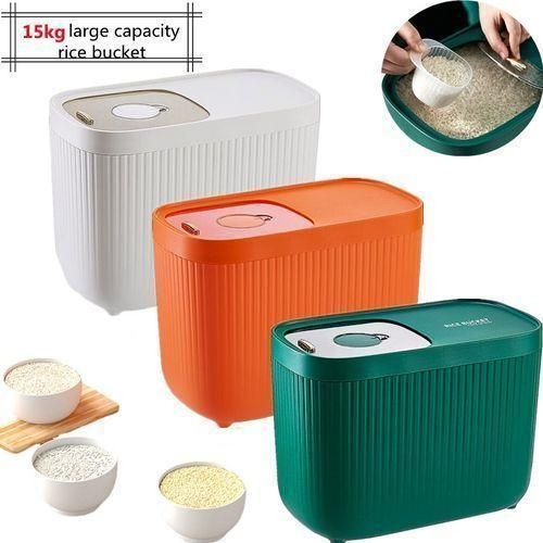product_image_name-Generic-10 Litres Kitchen Household Rice Bucket  Insect and Moisture Proof Sealed Grain Storage Tank Flour and Rice Storage Box-5
