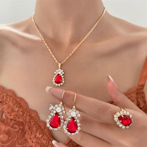 Shop Crystal Jewelry Set For Women Gold Red Jumia Uganda