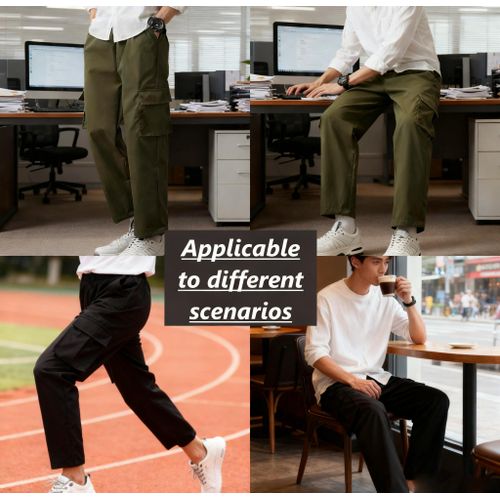 product_image_name-Fashion-Summer Thin Overalls/Elastic Waist Men's Casual Pants - 2pcs-8