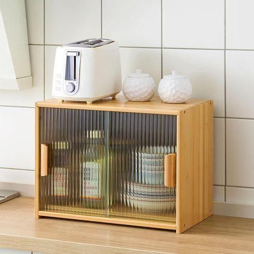 product_image_name-Generic-Elegant Wooden Countertop Storage Cabinet with Fluted Glass Door-2