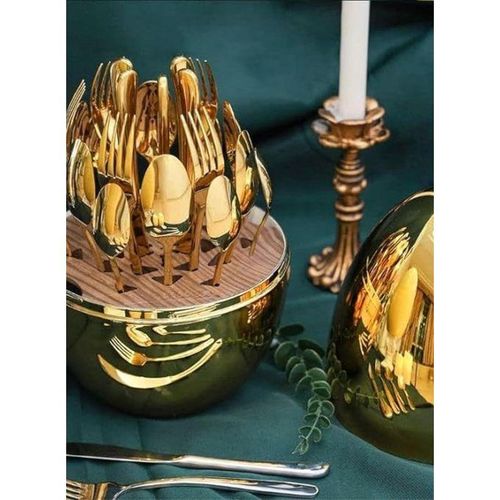 product_image_name-Generic-24-Piece Gold Cutlery Set with Oval Shaped Stand-2