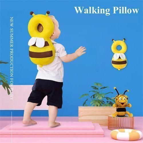 product_image_name-Generic-Baby Anti Falling Pillow Head Protector Cushion Pad, Adjustable Safety Back Protector Soft Breathable Backpack Toddler Baby Walking Head Protection Safety Pads, Adjustable Infant Cushion Backpack for Baby Walkers, Age 5-26 Month Yellow Blue-3