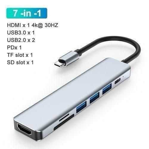 product_image_name-Generic-USB-C To HDMI + USB 3.0 7 In 1 Adaptor -Silver-1