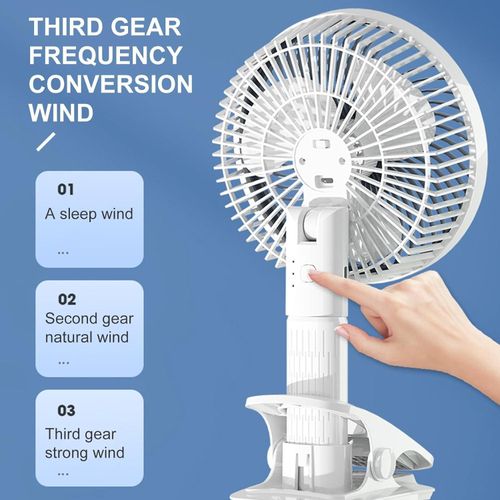 product_image_name-Generic-Portable Mini Desk Fan - Clip on USB Rechargeable Hand Fan with 3 Adjustable Speeds 360 Degree Rotation 2000mAh Battery, Lightweight Design, Low Noise, and Easy Portability for Indoor and Outdoor Office Use- Multicolor-4