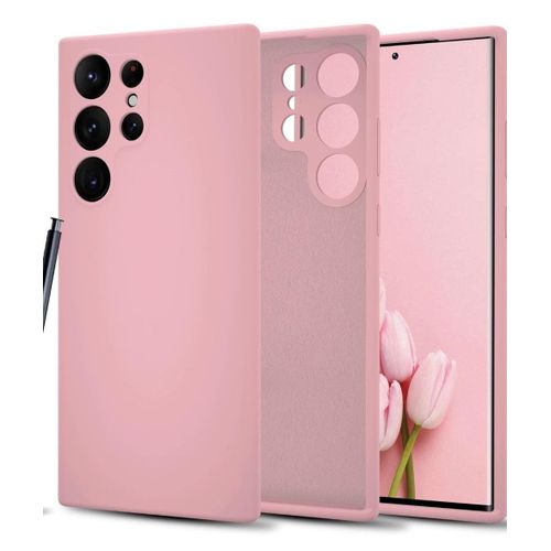 product_image_name-Samsung-Galaxy S23 Ultra Luxury Soft Rubber Liquid Silicone Skin Touch Feel Cover Case Pink-1