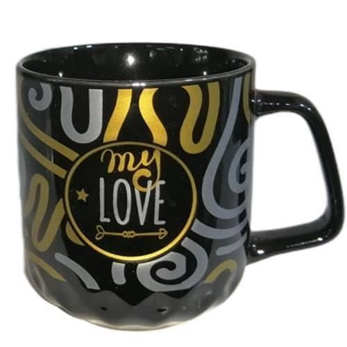 product_image_name-Generic-6 Pieces Of Silver And Gold Printed Coffee Tea Cups  Mugs- Black-4