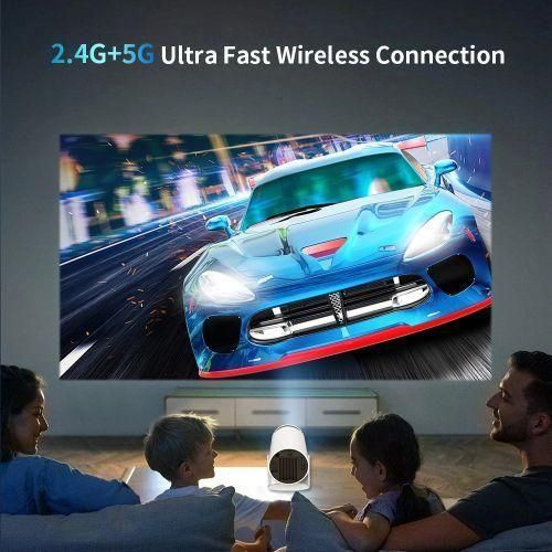 product_image_name-Generic-Smart Wireless Projector With Android TV 12.0,5G WiFi Bluetooth Projector 4k Supported,Mini Portable Outdoor Movie Projector Compatible IOS,Android - White-2