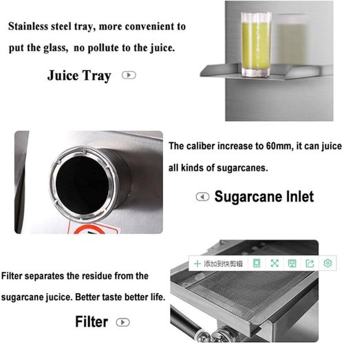 product_image_name-Generic-Electric Stainless Steel Sugar Cane Squeezer, 200 Kg/H Capacity, 3 Solid Rollers, 6 Cm Feed Opening, Domestic/Commercial Sugar Cane Juicer -8