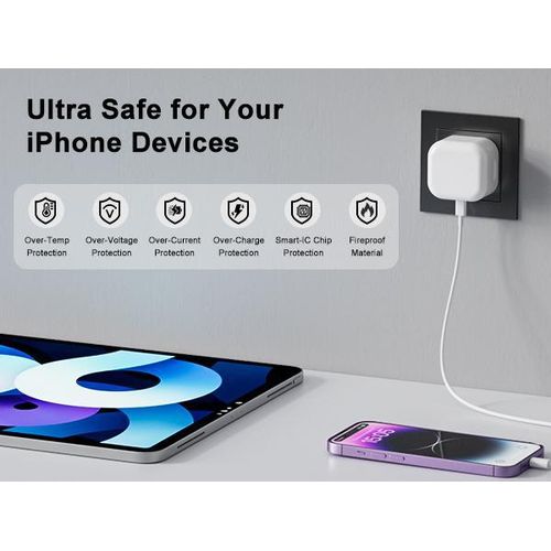 product_image_name-Apple-iPhone Fast Charger Cable and Plug, 20W USB C Charger Plug with 1M Fast Charger Cable iPhone Compatible with iPhone 14/12/13/11/X/8, Pad-8