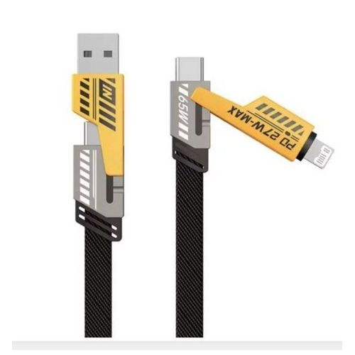 product_image_name-Amaya-4-in-1 USB Charging Cable – 65W Super Fast Charger IPhone, IPad, MacBook, Android, Samsung Compatible Durable & Tangle-Free – Black-1