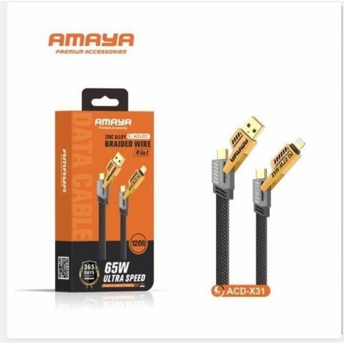 product_image_name-Amaya-4-in-1 USB Charging Cable – 65W Super Fast Charger IPhone, IPad, MacBook, Android, Samsung Compatible Durable & Tangle-Free – Black-3