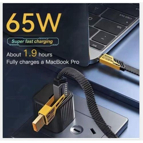 product_image_name-Amaya-4-in-1 USB Charging Cable – 65W Super Fast Charger IPhone, IPad, MacBook, Android, Samsung Compatible Durable & Tangle-Free – Black-8